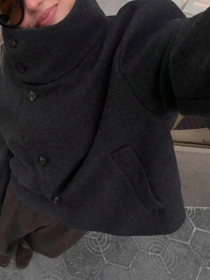 Korte khaki jas met opstaande kraag