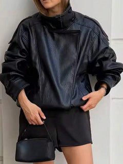 Oversized bomberjack met mandarin kraag