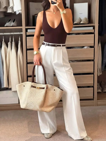 Bodysuit met diepe V-hals