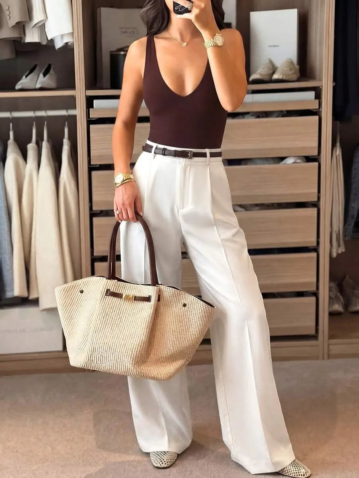 Bodysuit met diepe V-hals