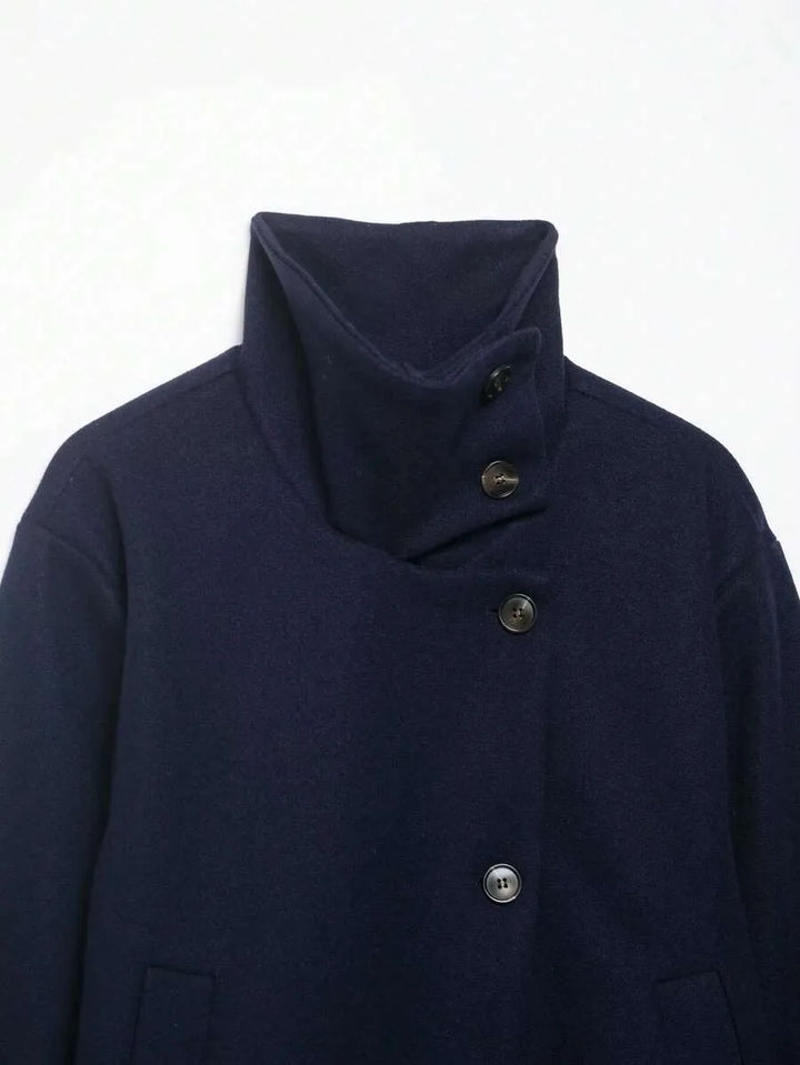 Korte khaki jas met opstaande kraag