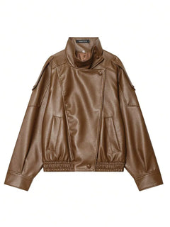 Oversized bomberjack met mandarin kraag