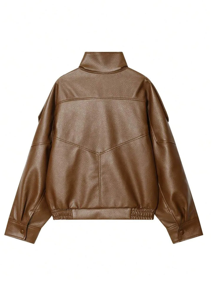 Oversized bomberjack met mandarin kraag