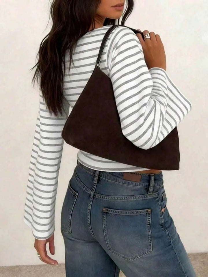 Gestreept T-shirt met boothals