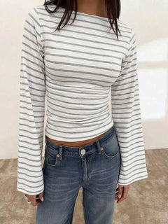 Gestreept T-shirt met boothals