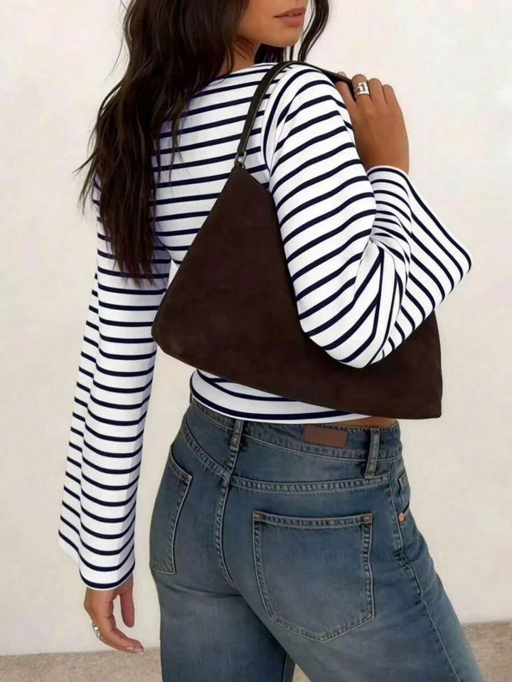 Gestreept T-shirt met boothals