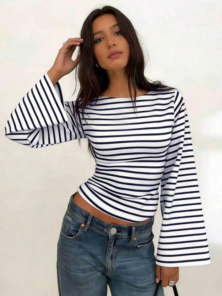 Gestreept T-shirt met boothals
