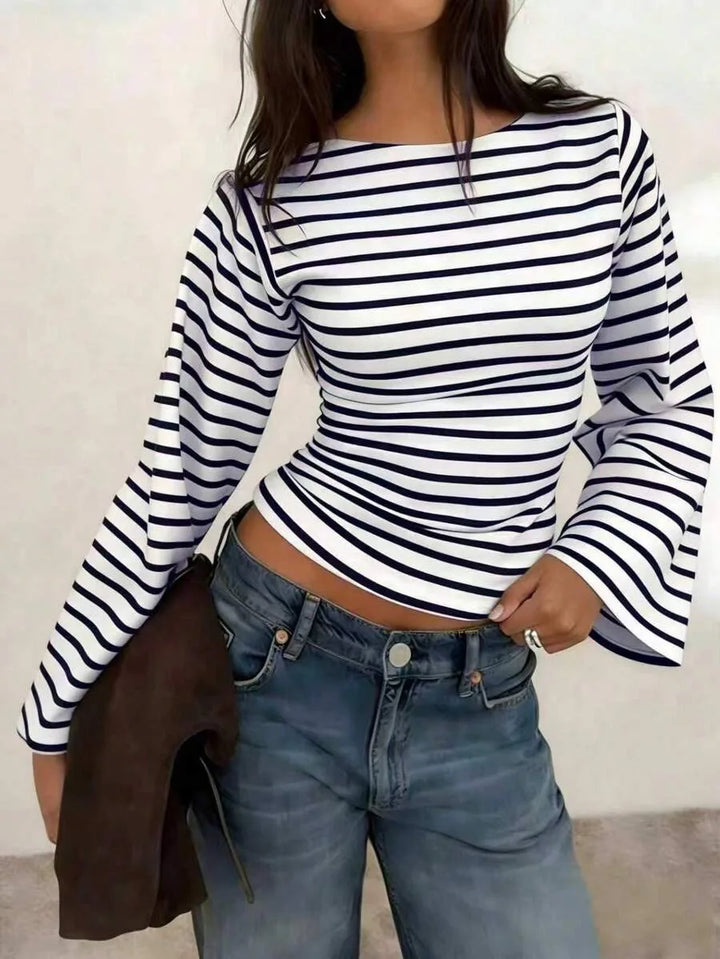Gestreept T-shirt met boothals