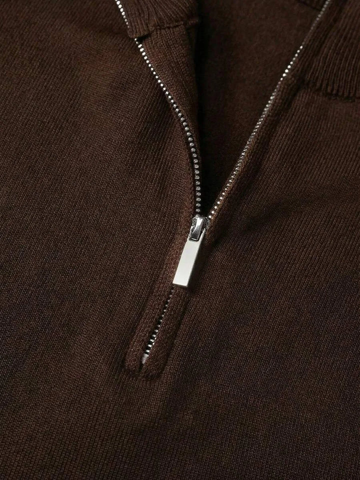 Knit polo shirt met half-zip
