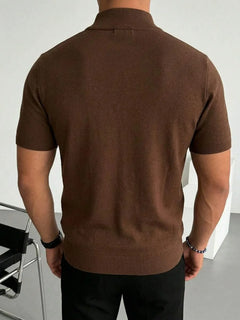 Knit polo shirt met half-zip