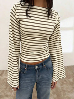 Gestreept T-shirt met boothals