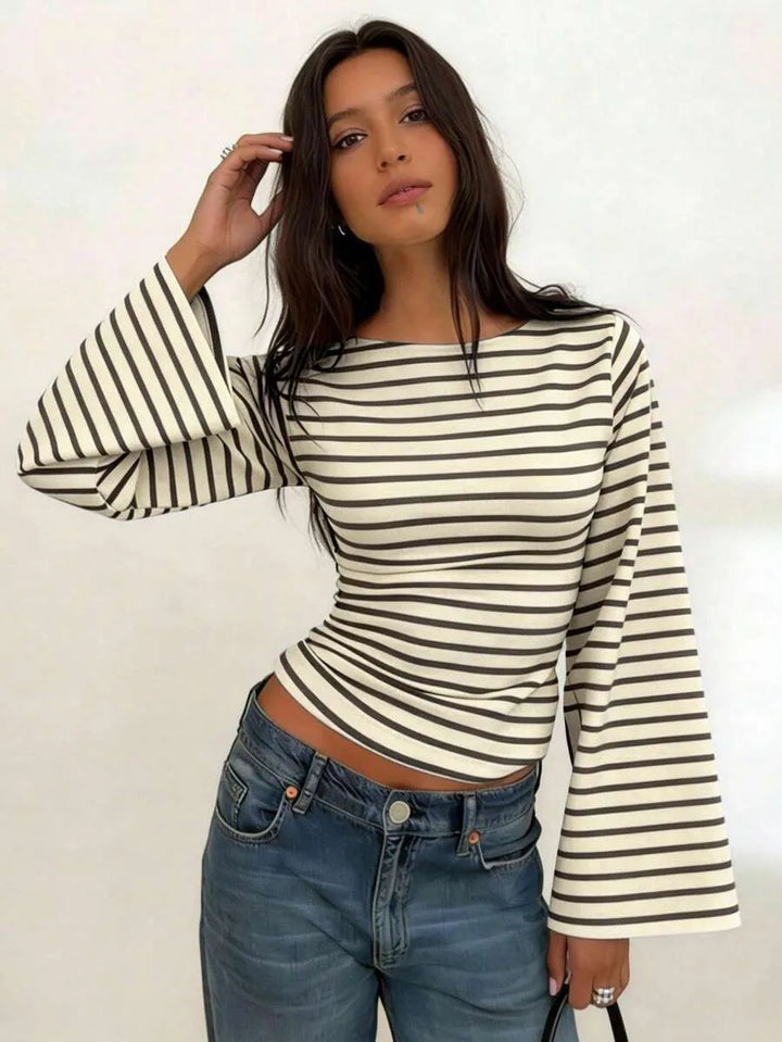 Gestreept T-shirt met boothals