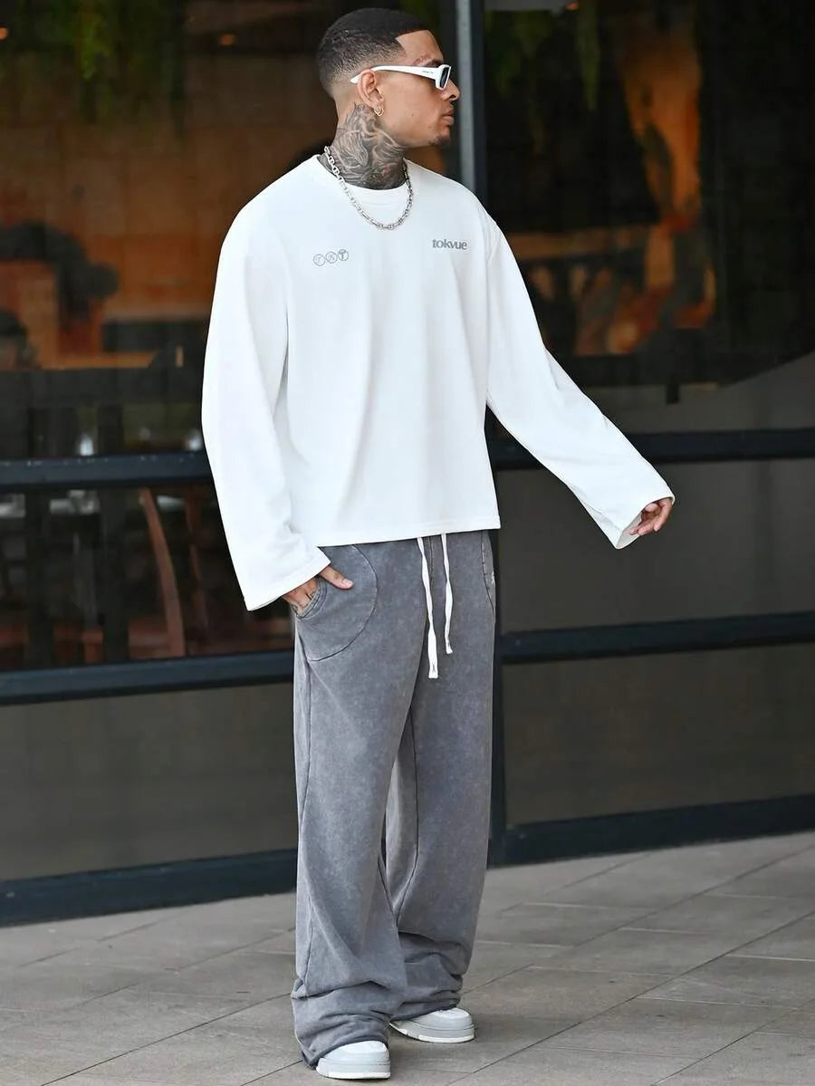 Oversized longsleeve met graphic slogan