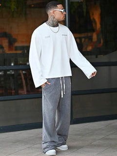 Oversized longsleeve met graphic slogan