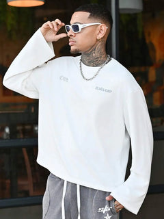 Oversized longsleeve met graphic slogan