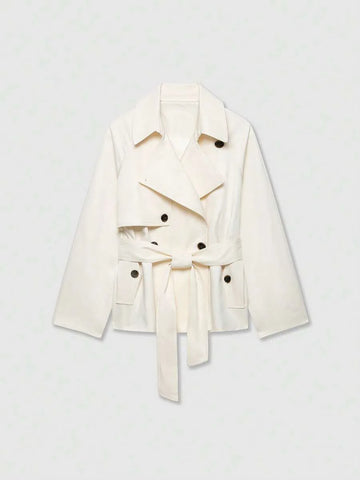 Trench coat met ceintuur en zakken