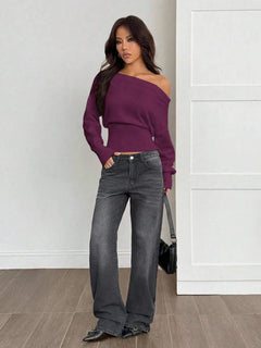 Oversized trui met asymmetrische hals