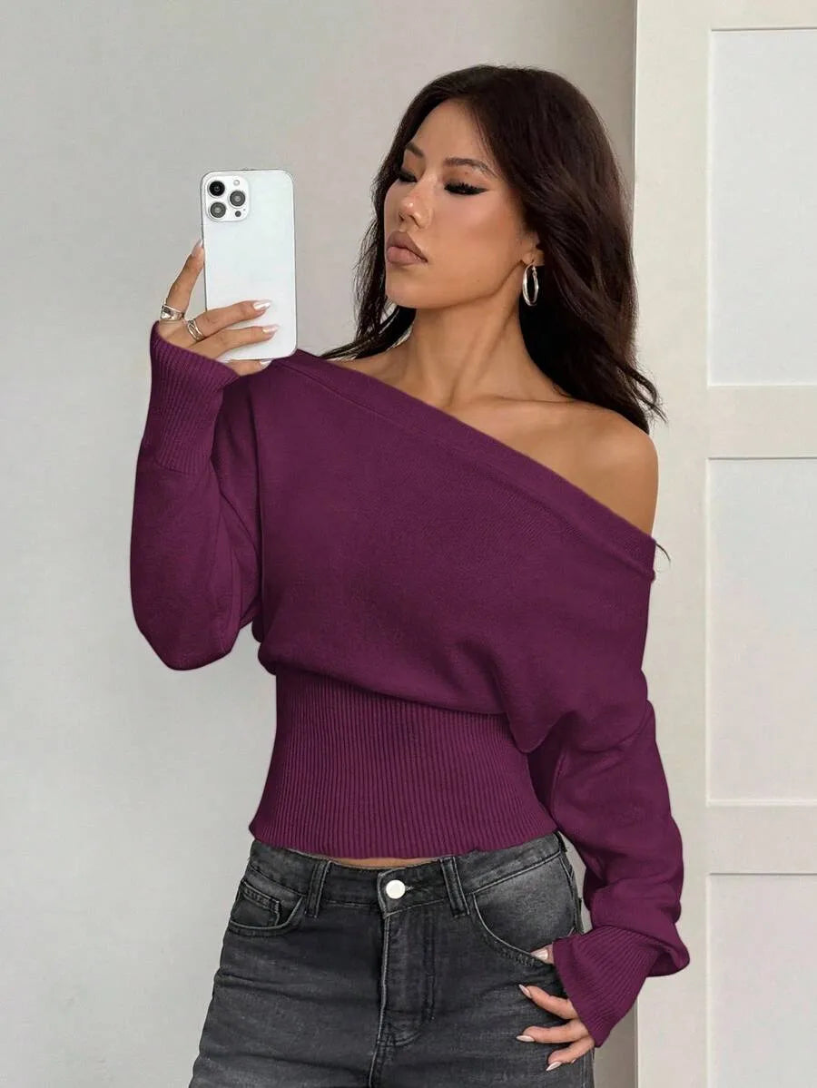 Oversized trui met asymmetrische hals