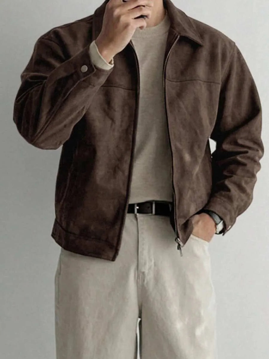 Bomberjack van bruin suede