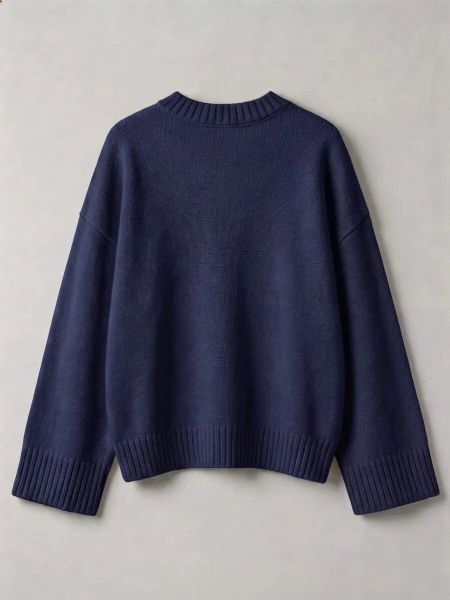 Oversized sweater met mock neckline