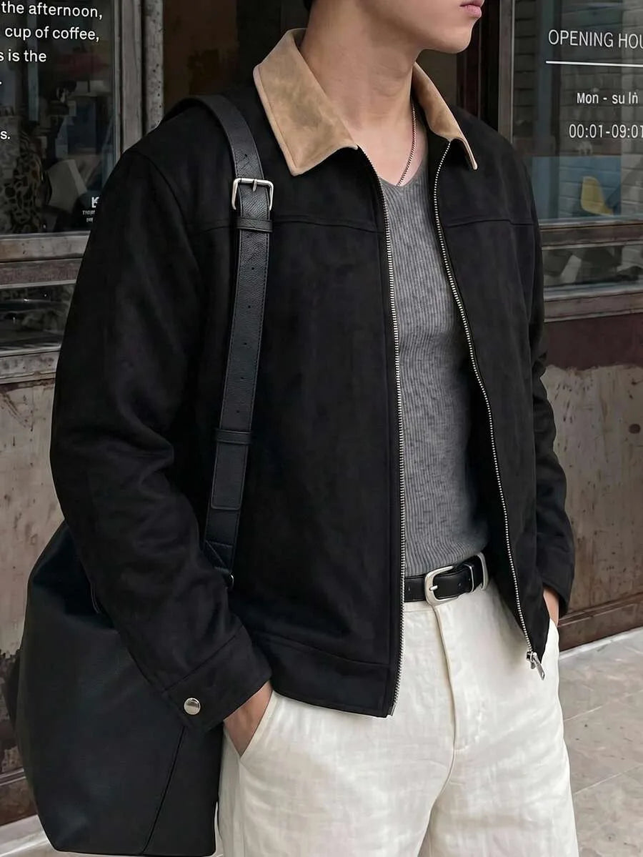 Bomberjack van bruin suede