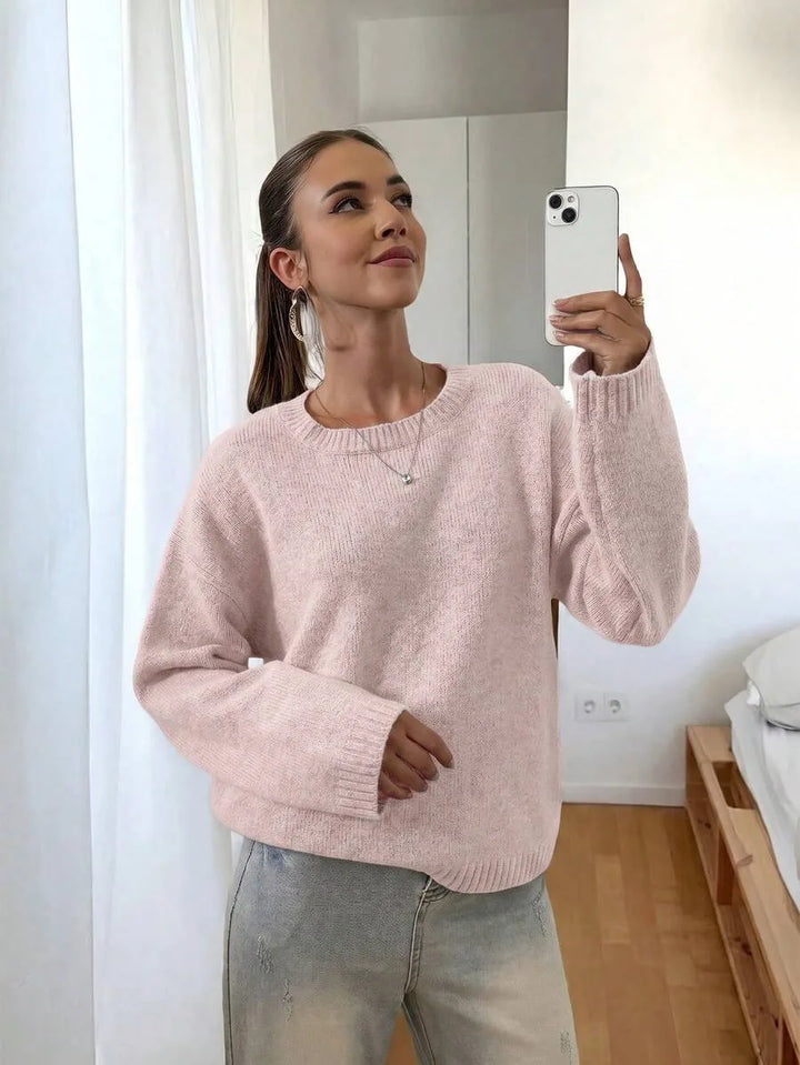 Oversized sweater met crew neckline