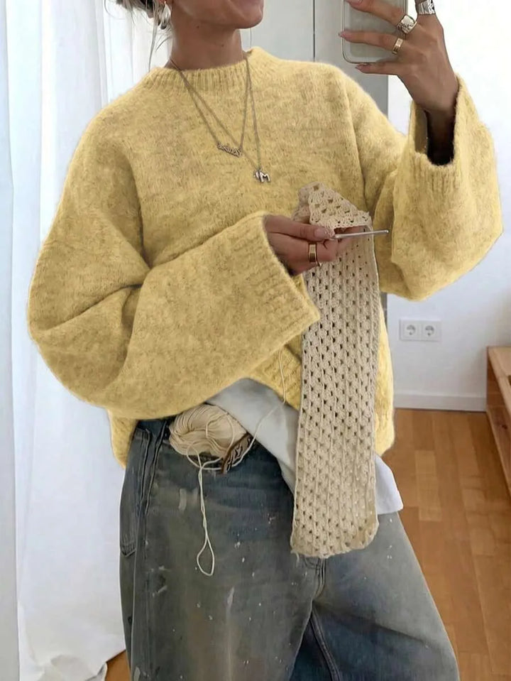 Oversized sweater met crew neckline