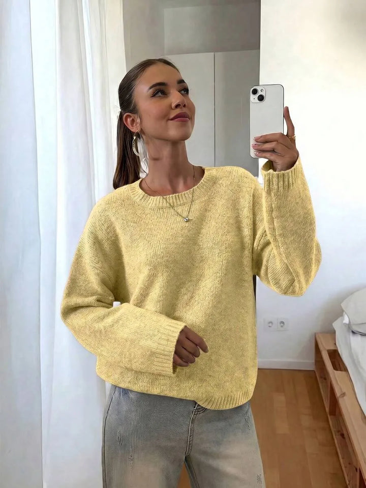 Oversized sweater met crew neckline