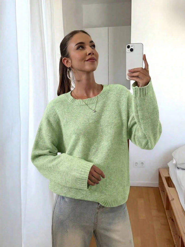 Oversized sweater met crew neckline