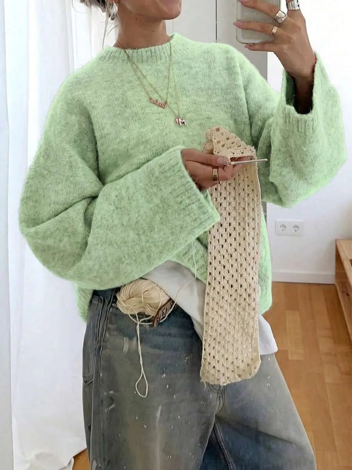 Oversized sweater met crew neckline