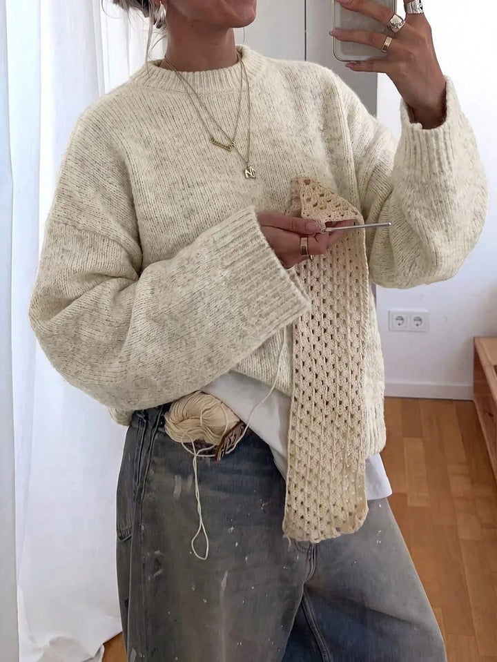 Oversized sweater met crew neckline