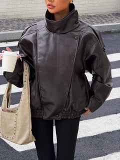 Oversized bomberjack met mandarin kraag