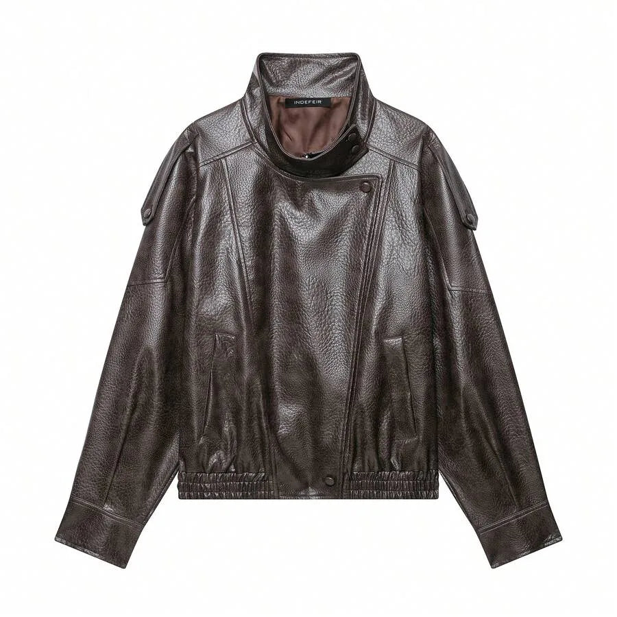 Oversized bomberjack met mandarin kraag