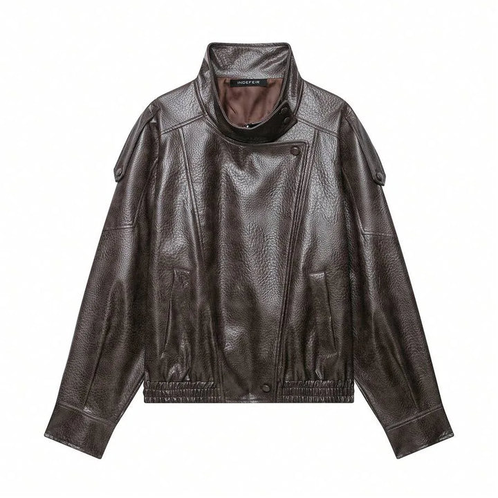Oversized bomberjack met mandarin kraag