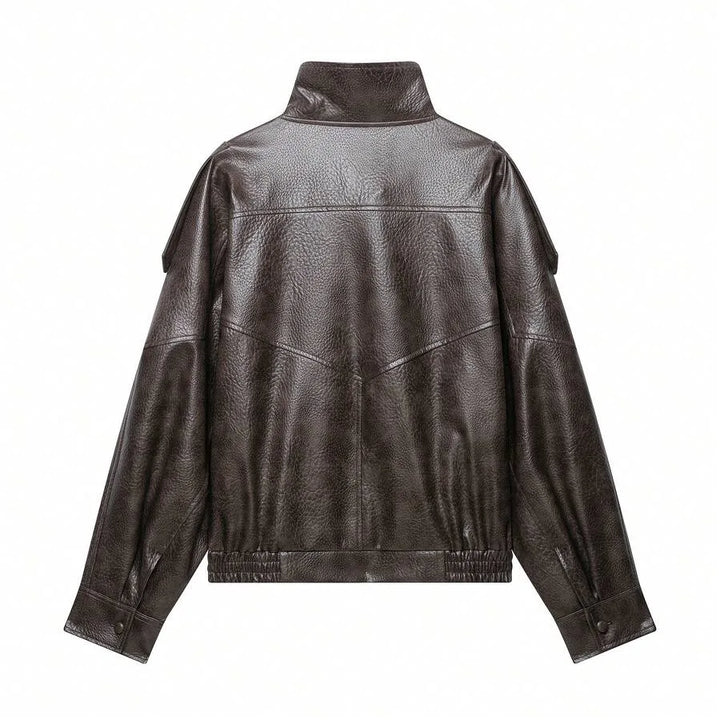 Oversized bomberjack met mandarin kraag