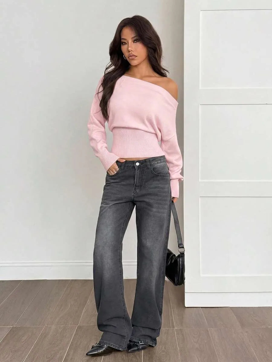 Oversized trui met asymmetrische hals