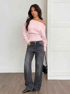 Oversized trui met asymmetrische hals