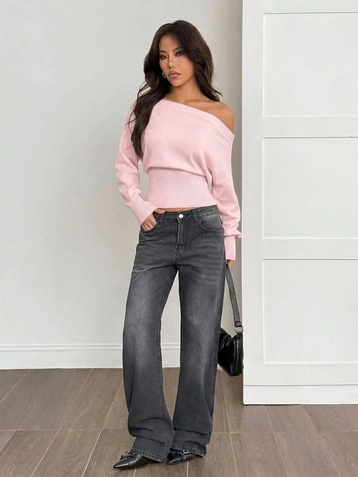 Oversized trui met asymmetrische hals