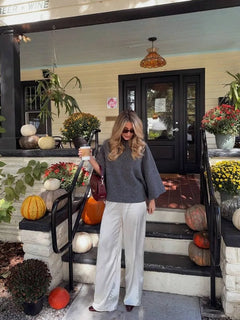 Oversized sweater met mock neckline