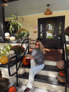 Oversized sweater met mock neckline