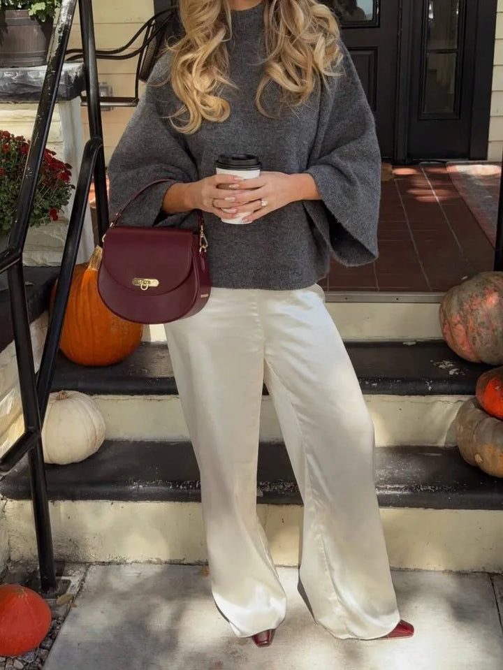 Oversized sweater met mock neckline