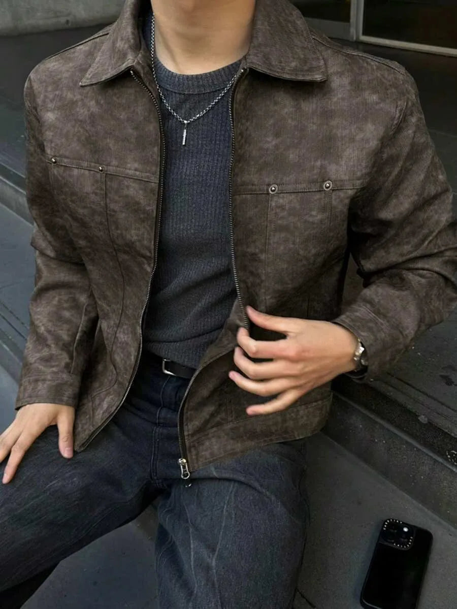 Bomberjack van bruin suede