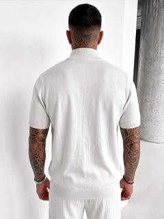 Knit polo shirt met half-zip
