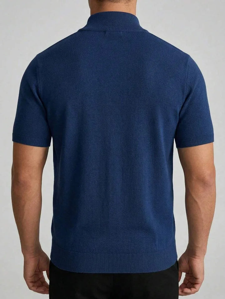 Knit polo shirt met half-zip
