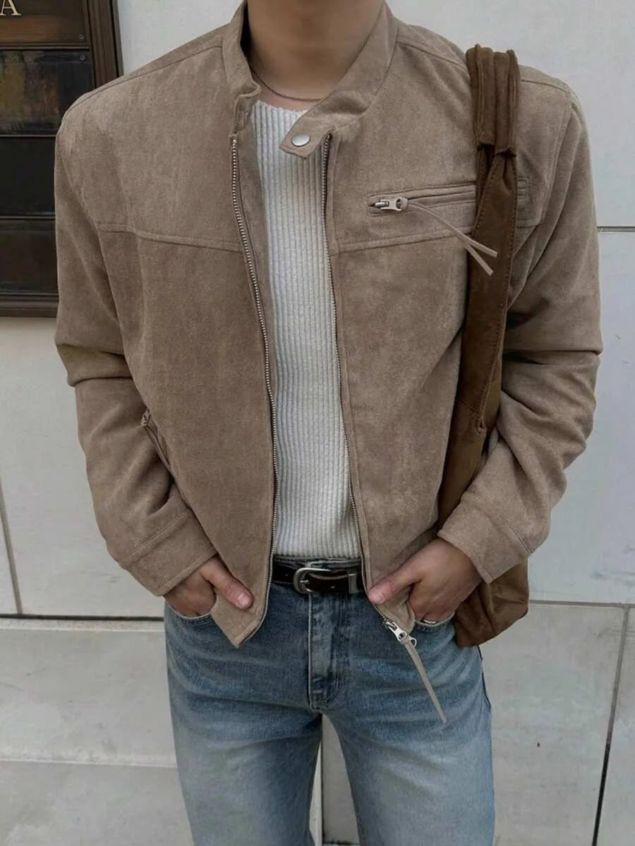 Bomberjack van bruin suede