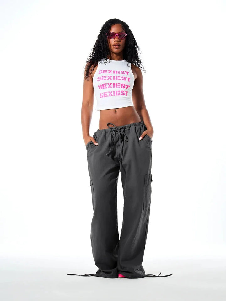 Wide leg cargo pants