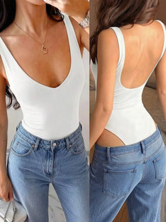 Bodysuit met diepe V-hals
