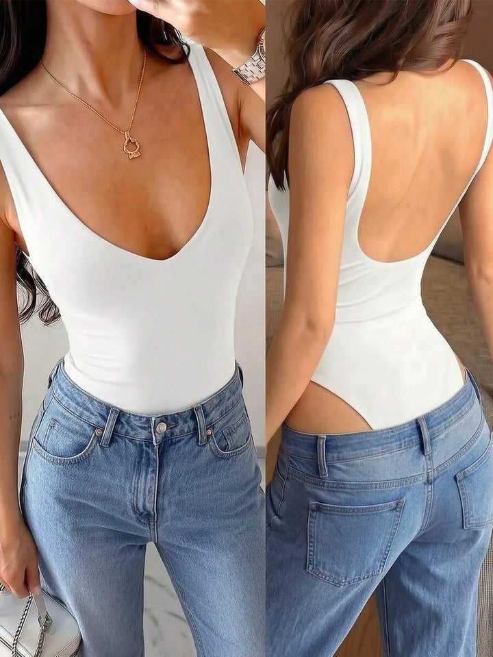 Bodysuit met diepe V-hals