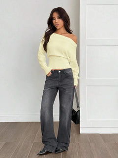 Oversized trui met asymmetrische hals