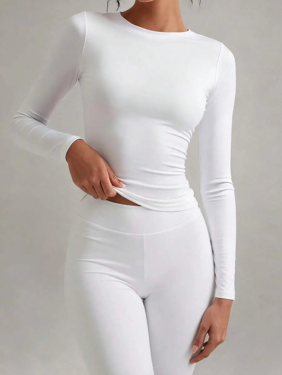 Slim fit T-shirt met lange mouwen